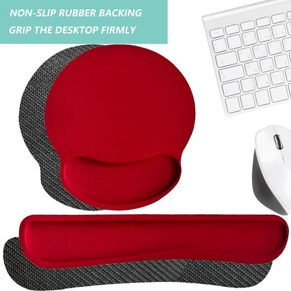 Keyboard Wrist Rest Pad Mouse Pad with Wrist Support Set of 3, Mousepad with Non-Slip Rubber Base, Ergonomic Memory Foam Mouse Wrist Cushion Support for Home Office Laptop Computer, Flower Black