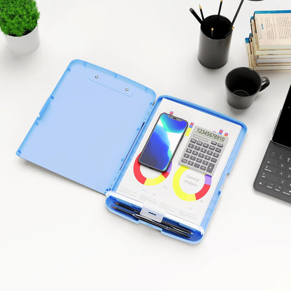 Hongri Clipboard with Storage with Pen Holder, Folder Nursing Clip Board 8.5 x 11 Foilo-Side Opening, High Capacity, Light Weight for Teachers, Classroom. Size 14 x 9.6 x 1.2 in(Pink)