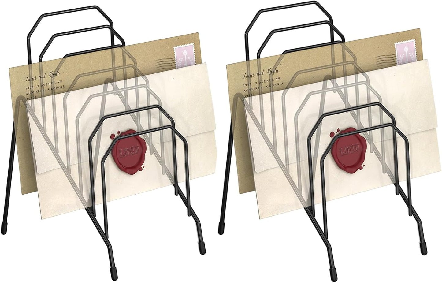 Gawerk Incline Desk Mail Organizer, Mail Sorter Letter Organizer Rack with 6-Section Vertical Compartments Rack for Letters, Postcards, Brochures, Mail Holder for Office, Home, School (2 Pack)