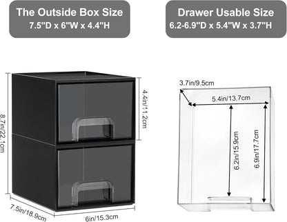 Vtopmart 4 Pack Small Clear Stackable Storage Drawers,Acrylic Bathroom Makeup Organizer,Plastic Storage Bins For Vanity, Undersink, Kitchen Cabinets, Pantry, Home Organization
