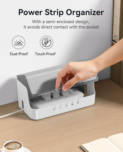 ORICO Cable Management Box with Phone Stand Lid, Large Cord Organizer Case for Hiding Power Strips & Surge Protectors, Heat Dissipation Desktop Wire Hider for Home, Office, School - PB02