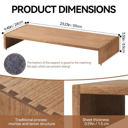 KIRIGEN Monitor Stand Wooden - Desk Stand Wood for Computer/Laptop/TV Printer - Monitor Arms & Stands Desk Riser for Office Desktop Workspace Organizers Platforms Stands (39,Dark Brown)
