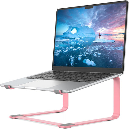 SOUNDANCE Laptop Stand for Desk, Ergonomic Metal Computer Riser for 12-17.3 Inch Laptops, Heavy Duty Stable Desktop Holder, Improves Eye Level & Workspace Organization, Silver