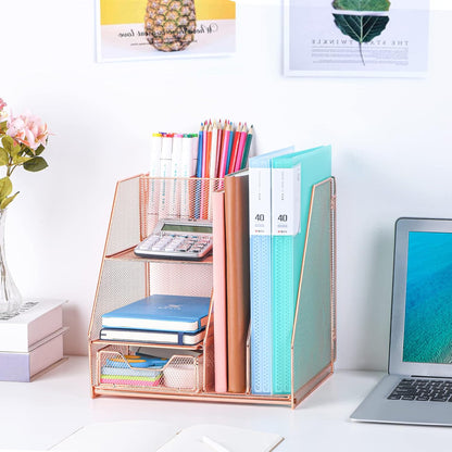 Topwey Pen Holder for Desk, 360 Rotating Pencil Holder, Cup Holder for Desk Office, Desk Organizers and Accessories in Black