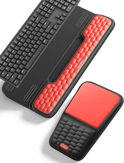 Vaydeer Keyboard Stand and Mouse Pad Set with Wrist Rest, Soft Memory Foam Wrist Support, Ergonomic Wrist Cushion for Desk, Relieves Carpal Tunnel Pain, Palm Hand Typing for Office, Home, Gaming