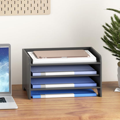 Desk File Organizer 4-Tier Desktop Paper Mail Organizer Document Holder for Home Office Supplies, Office Desk Accessories & Workspace (Nature)