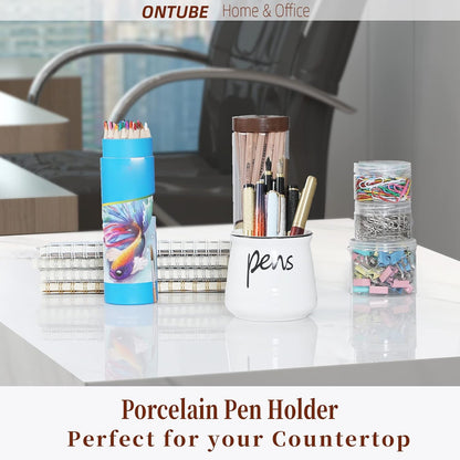 ONTUBE Porcelain Pens Holder Stand,Ceramic Pencils Holder (Turquoise)