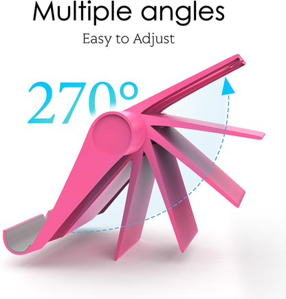 Cell Phone Stand for Desk, Foldable and Adjustable Multi-Angle Holder Dock, Universal Compatibility for Most Phone and Tablet, Portable and Sturdy Design for Office and Home (Pink)