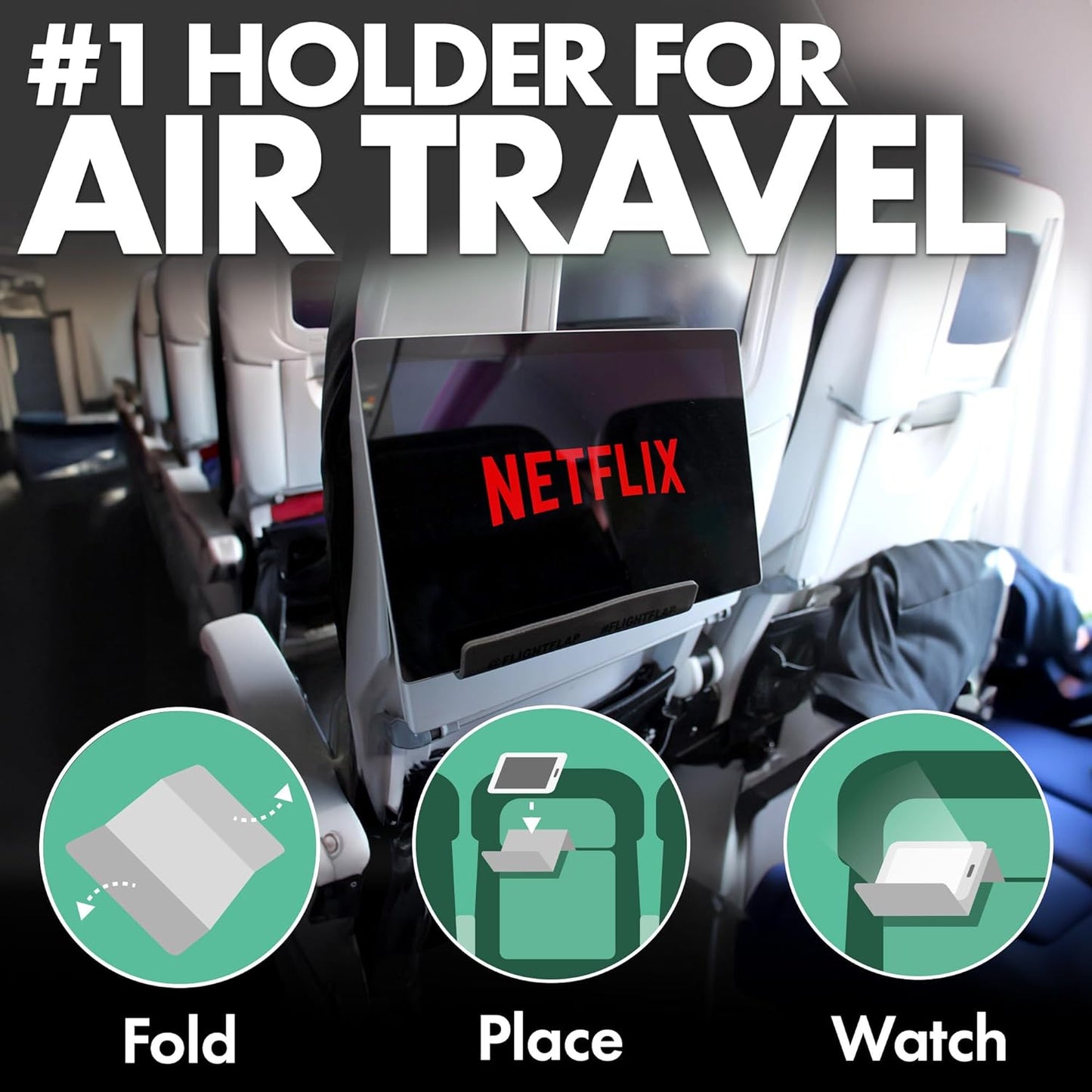 Flight Flap Airplane Phone Holder, Flexible Cell Phone Holder, Folding Cellphone Stand for Desk, Bed, Office, Treadmill - Airplane Gadgets for Long Travel Accessories - Plane Essentials (Silicone)