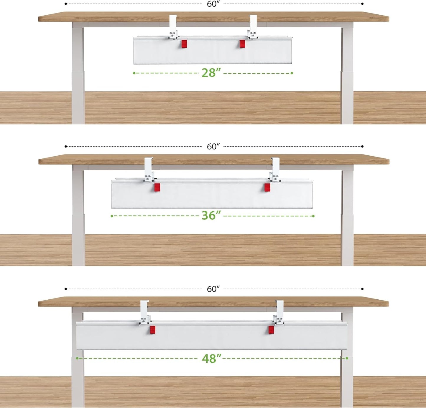 KEEGH Extra Large 48" Under Desk Cable Management Tray - Under Desk Cord Management - Clamp/Screw Mount - Support Upto 70lbs - Fabric Wire Management - Cable Raceways Tray Cord Hiders for Office/Home