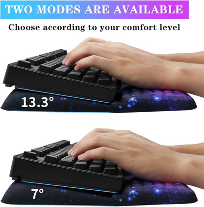 Computer Keyboard Stand with Wrist Rest, Ergonomic Tilted Keyboard Holder - Keyboard Riser with Wrist Pad - Keyboard Tray Support for Office Home - Black