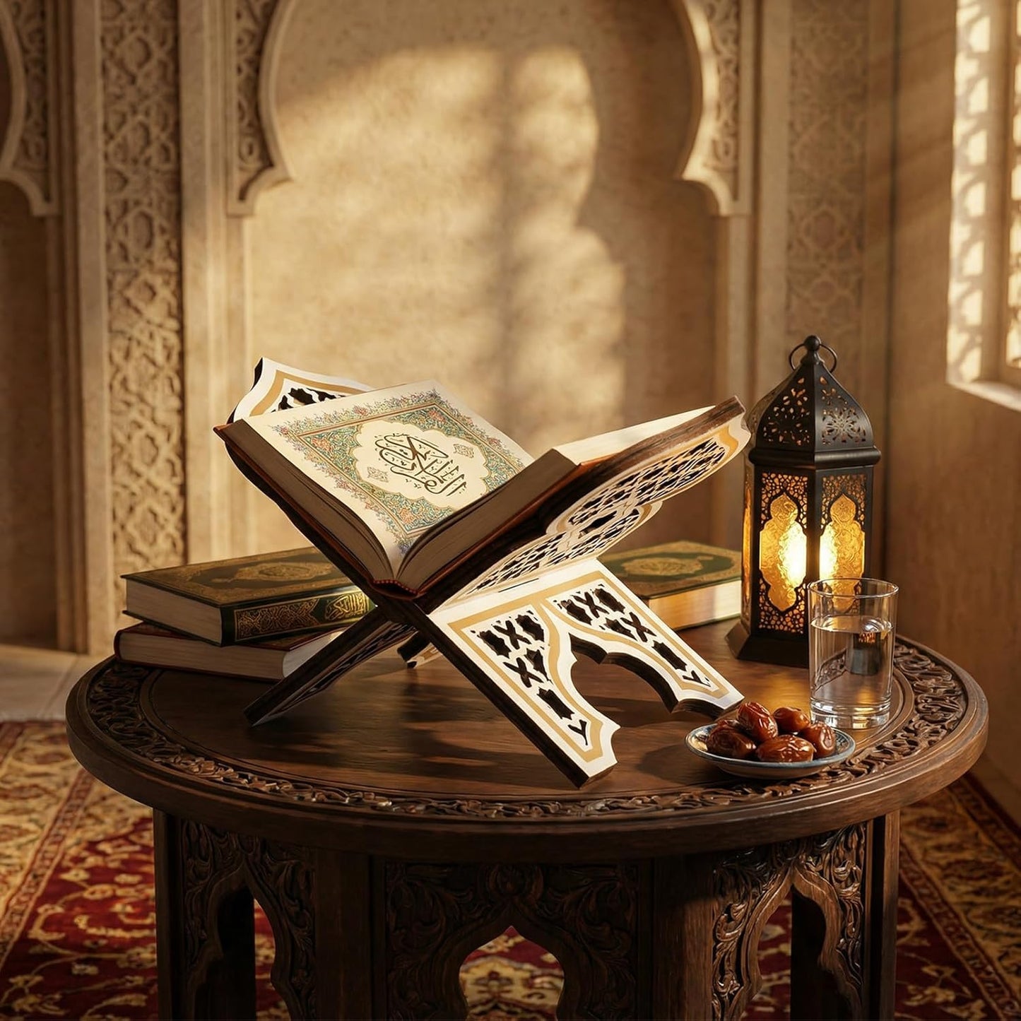 Weysat Quran Stand Bible Stands for Reading Quran Bible Holder Rehal Wooden Carved Eid Decorative Book Shelf Islamic Rehal Gift for Reading Religious Texts Durable Support