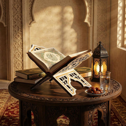 Weysat Quran Stand Bible Stands for Reading Quran Bible Holder Rehal Wooden Carved Eid Decorative Book Shelf Islamic Rehal Gift for Reading Religious Texts Durable Support