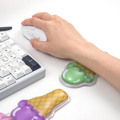 Gel Keyboard and Mouse Wrist Rest Set – Cute Wrist Rest for Computer Keyboard 60%/68%/75%, Comfort & Support for Typing and Gaming（Ice Cream