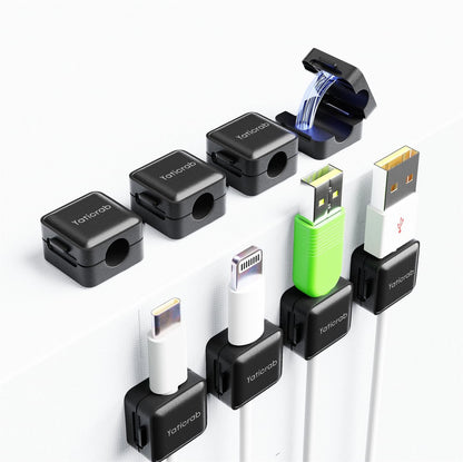 12-Pack Magnetic Cable Clips, Adhesive Cord Holder for Desk, Nightstand, Wall, Car - Organizes USB/HDMI/Charger Cables (No Residue, Black)