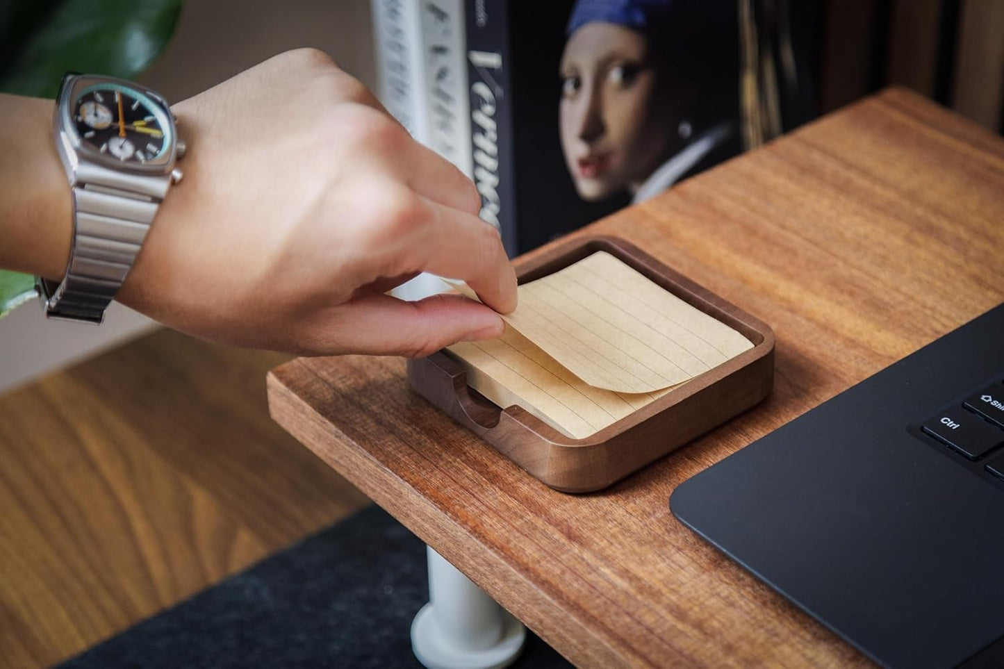 MUUJEE Wooden Desk Tray Organizer - 7.5 x 3.75 for Work Teacher Dad Wood Tray Work Minimalist Rustic