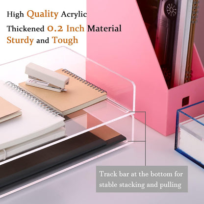 HeZone Paper Organizer Letter Tray, Clear Acrylic Paper Tray, School Teacher Office Supplies Organization, Stackable Desk File Organizer, Classroom Decor and Accessories-2 Pack…