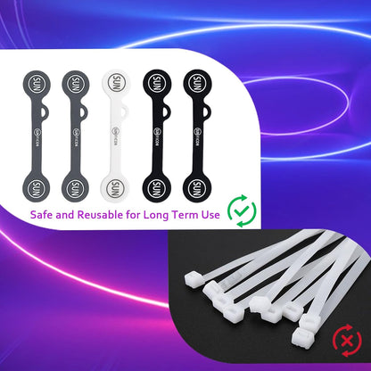 SUNFICON 10 Pack Earbuds Cords Organizers Magnetic Cable Clips Organizers Bookmark Clips Whiteboard Noticeboard Fridge Magnets USB Cable Manager Keeper for Home Kitchen Office School,Gray White Black