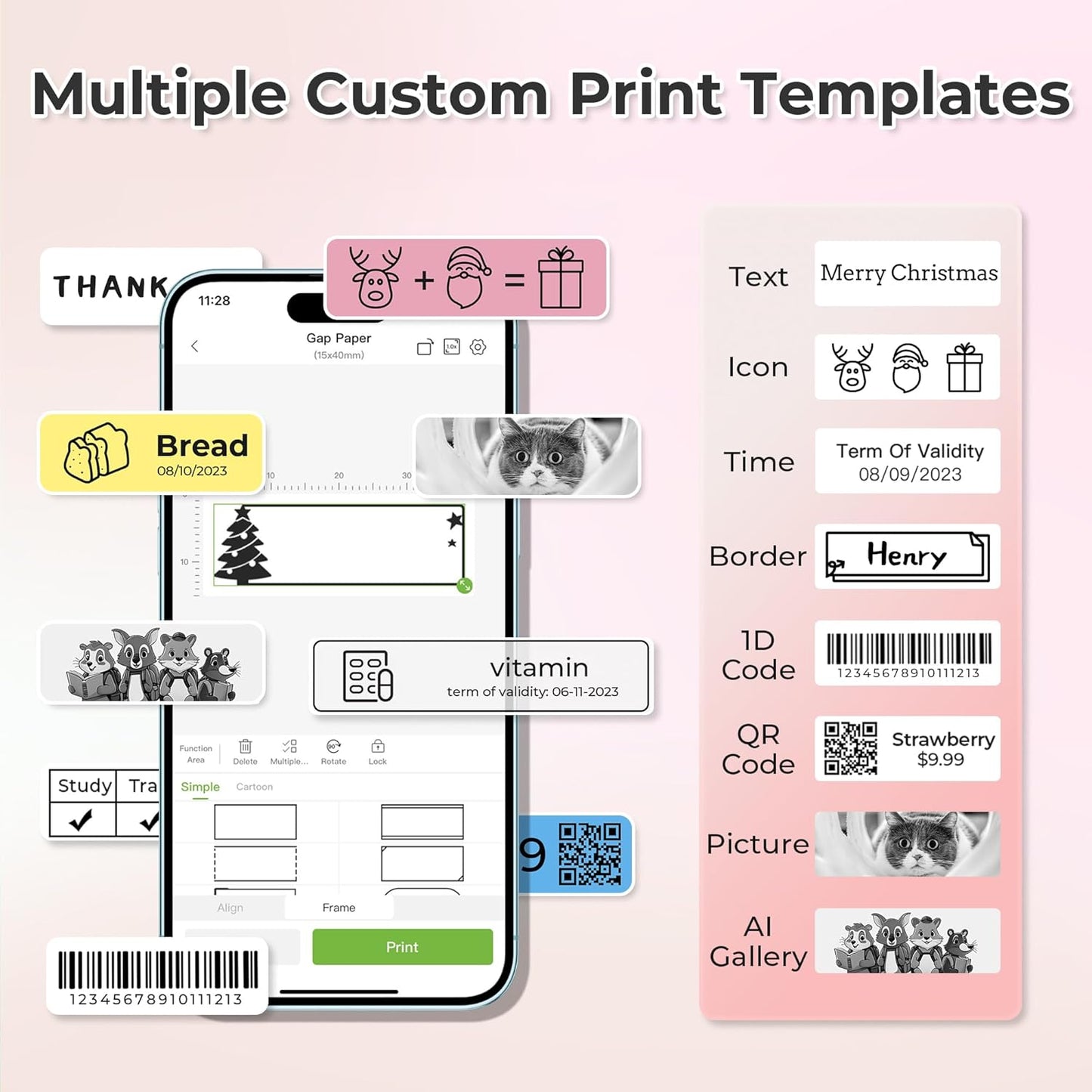 Nelko Label Maker Machine with Tape, P21 Bluetooth Label Printer, Wireless Mini Label Makers with Multiple Templates for School Office Home, White