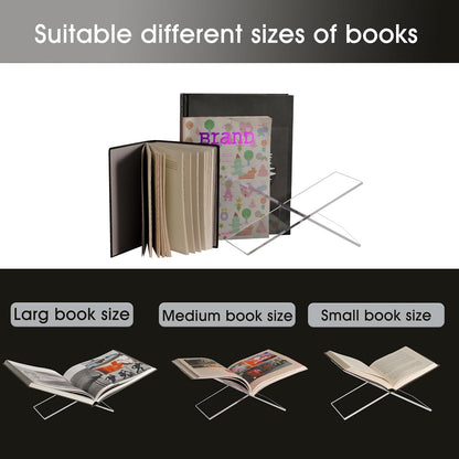 Large Clear Acrylic Book Stand - Perfect for Displaying Open Books on Your Coffee Table - Ideal for Bibles, Cook Book, Guest Books, Magazines, with a Lucite Paperweight(Marble Pattern)