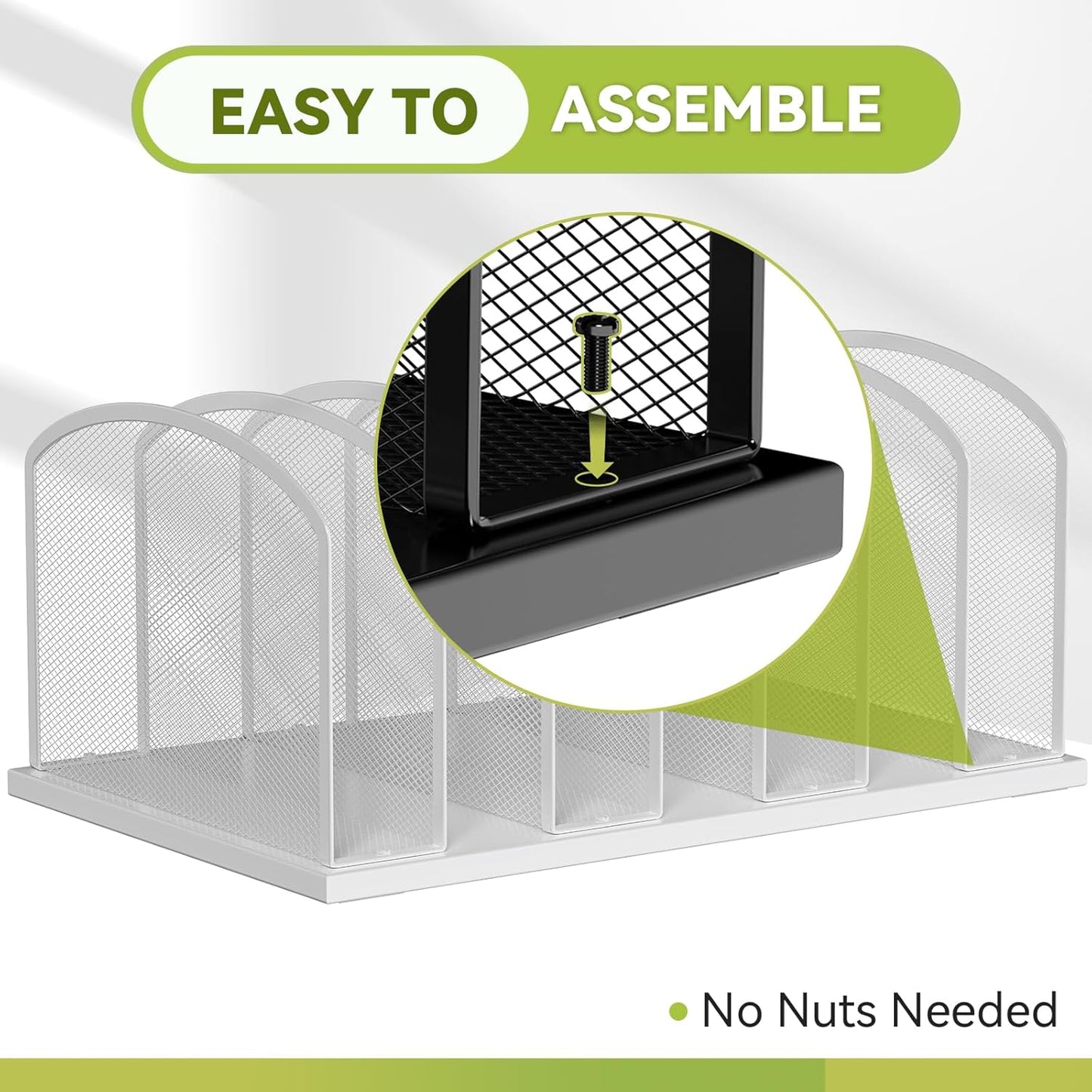 MINDEPOT Desk File Organizer 7 Sections Upright Mesh File Sorter Organizer for Desk, Office Organization File Holder for Home, Office & Classroom (Black, 1Pack)