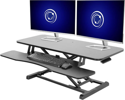 VIVO 26 inch Desk Converter, K Series, Height Adjustable Sit to Stand Riser, Dual Monitor and Laptop Workstation with Keyboard Tray, Black, DESK-V026KB