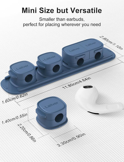 6 Pack Magnetic Cable Clips [1s Open/Lock], Laitver Cord Organizer Holder Strong Adhesive Desk Cable Management- Organize Charging Cords Neatly for Home, Office, Car,Desk, Nightstand
