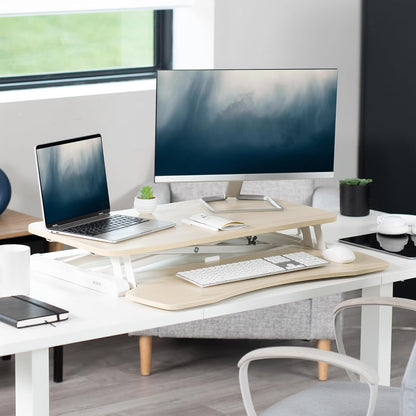 VIVO 26 inch Desk Converter, K Series, Height Adjustable Sit to Stand Riser, Dual Monitor and Laptop Workstation with Keyboard Tray, Black, DESK-V026KB
