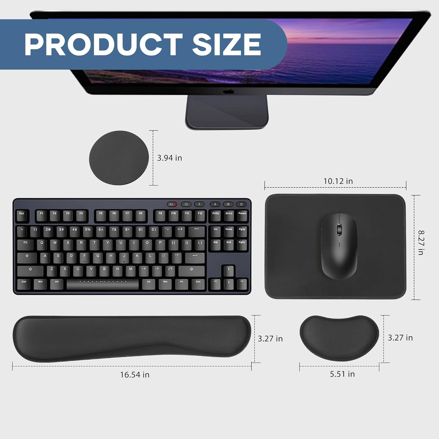 Office Ergonomic Memory Foam Computer Mouse and Keyboard Wrist Rest pad Support Carpal Tunnel, Wrist Rest for Keyboard and Mouse, Wrist Support Set