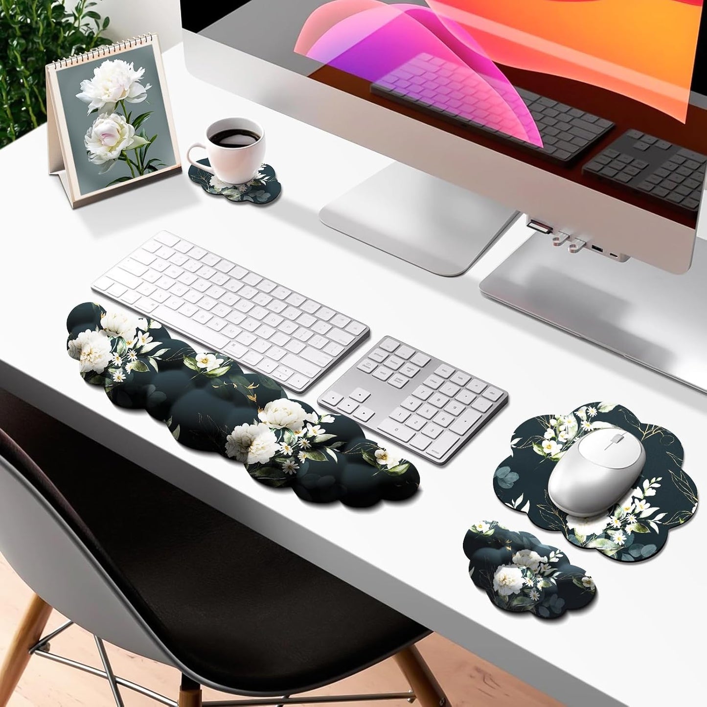 JIKIOU Upgrade Leather Cloud Keyboard Wrist Rest, Cloud Wrist Rest with Non-Slip PU Base, Comfortable Memory Foam Wrist Rest for Computer Laptop Mac Gaming Office and Pain Relief Christmas Wish Gift