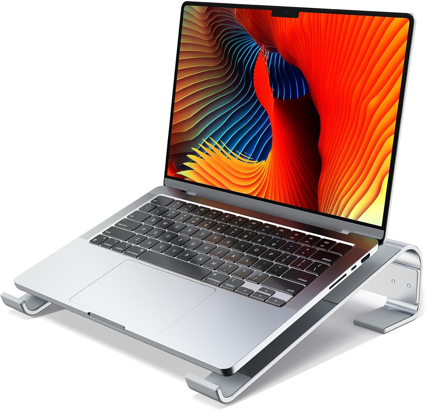 MOKURU Laptop Riser for Desk - Aluminum Ergonomic Computer Stand for Laptop Cooling - Compatible with MacBook Pro/Air, Dell, HP, Lenovo, 10-17.3'', Black