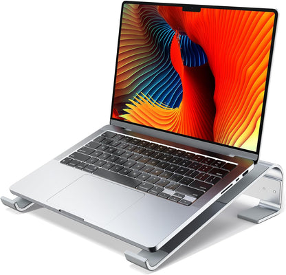 MOKURU Laptop Riser for Desk - Aluminum Ergonomic Computer Stand for Laptop Cooling - Compatible with MacBook Pro/Air, Dell, HP, Lenovo, 10-17.3'', Black