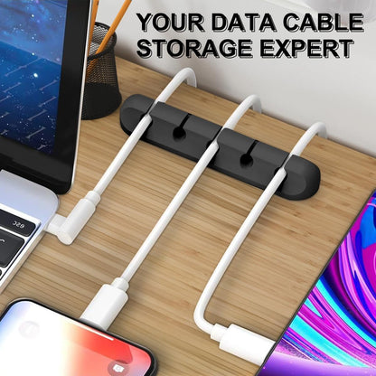 5 Packs Cord Organizer, Cable Management USB Power Wire Cord Clips, Cable Organizers for Car Home and Office (1, 2, 3, 5, 7 Black)