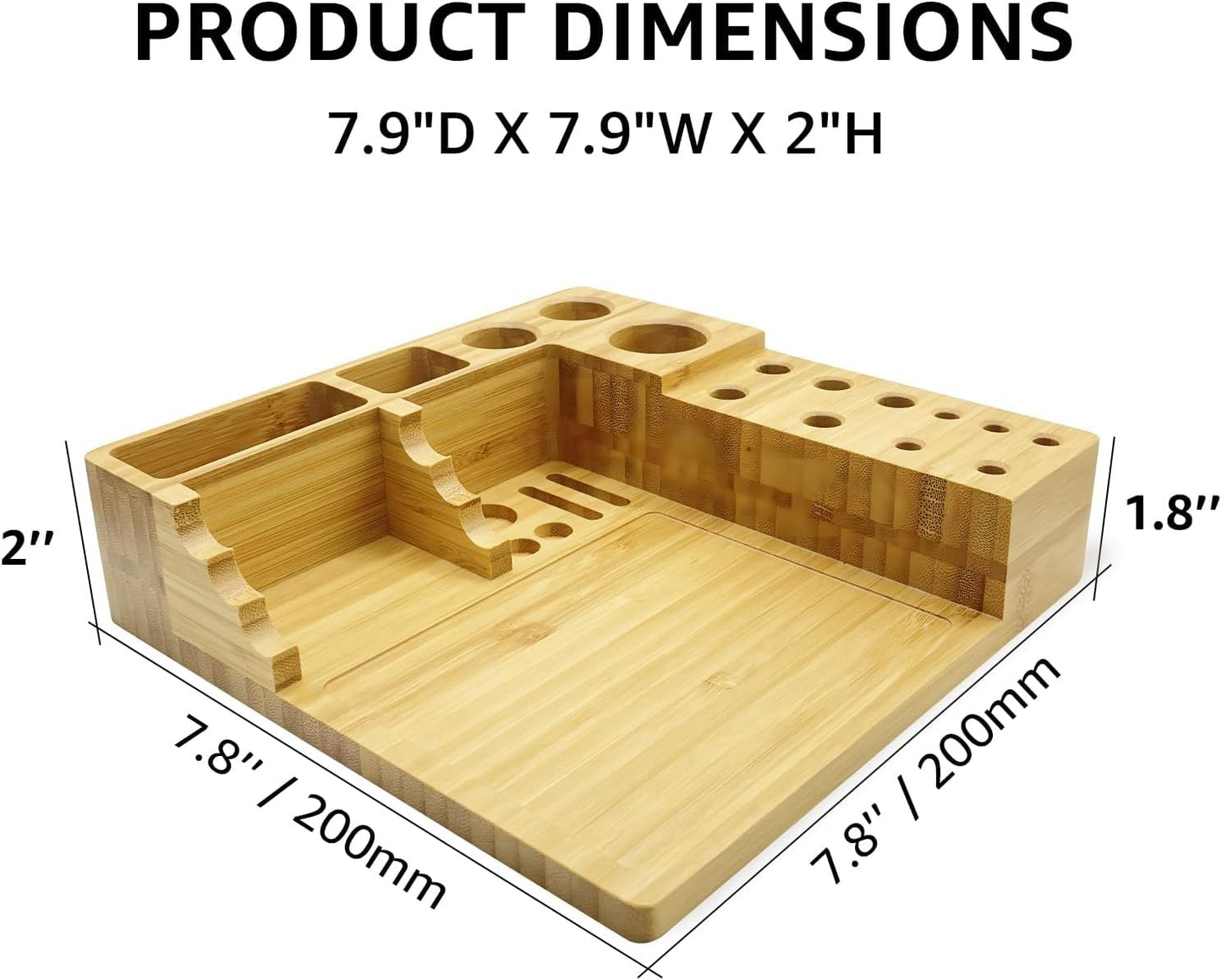 INFINITKIN Bamboo Desk Organizer, Wax Carving Tools Holder with Non-stick Silicone Mat Pad for 4-Claw Pick-up Tool, Cotton Swabs, Pens, and Tool Accessories -Great for Temporary Small Tool Projects