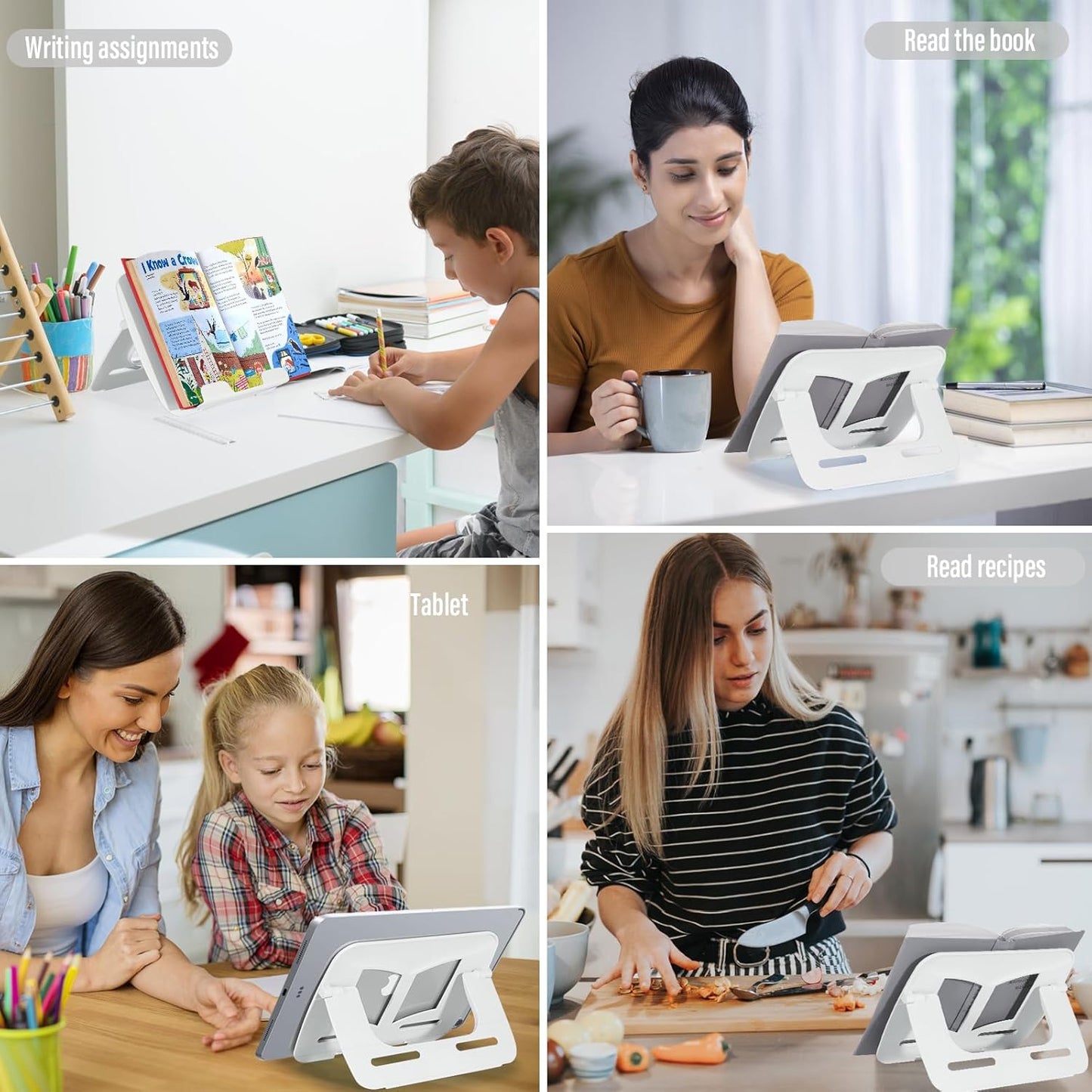 Portable Book Stand Book Holder Book Rest for Kids Reading Hands Free Cookbook Holder Textbook Stands Music Stand Lightweight Waterproof Book Stand Gifts School Supplies (Purple 11.82" *8.26")