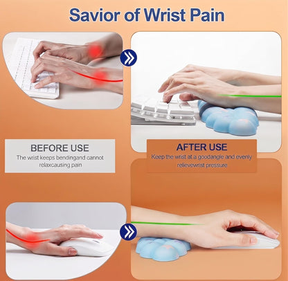 Cloud Wrist Rest Set for Keyboard and Mouse, Includes Cute Coaster, with Computers and Laptops（Purple Star Set）