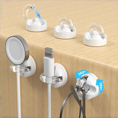IFNOW 6 Pack Magnetic Cable Clips for Nightstand Black and White Self Adhesive Cord Holder Adjustable Clip for Desk, Nightstand, Phone Charger, Computer, Home, Office, Car