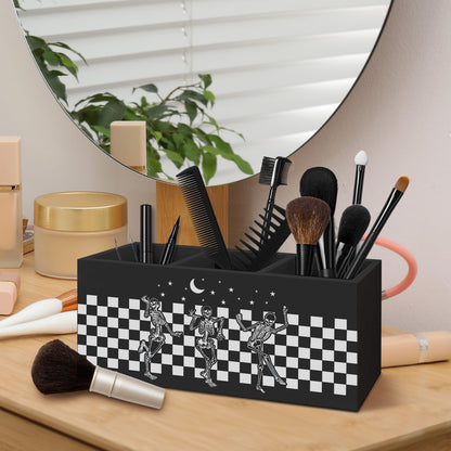 Gothic Office Decor Black Wooden Pen Pencil Holder for Desk Accessories, Dark Gothic Witchy Aesthetic Wood Makeup Brush Toothbrush Holder Organizer for Vanity Bathroom