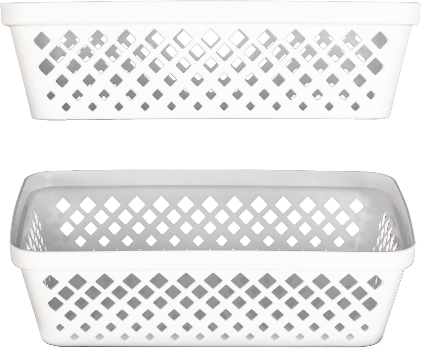 Glad Plastic Storage Basket Set - Multipurpose Drawer Trays, Kitchen Pantry Containers, and Bathroom Bins - 6 Pack Medium Organizers, Grey