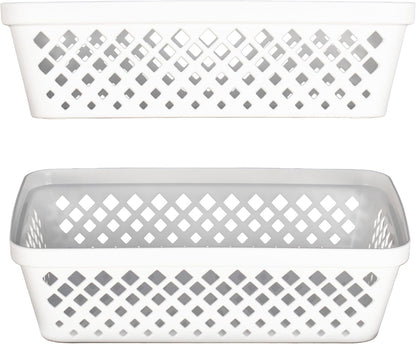 Glad Plastic Storage Basket Set - Multipurpose Drawer Trays, Kitchen Pantry Containers, and Bathroom Bins - 6 Pack Medium Organizers, Grey