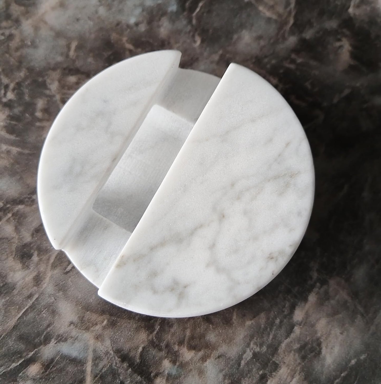 fashciaga Luxurious Marble Cell Phone Stand Holder for Cellphone Tablet On Desk, Countertop, Table, Nightstand. Heavy Real Stone Mobile Phone Stands (Solid)
