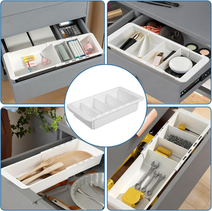 2pcs Drawer Organizer Expandable with Insert Adjustable Drawer Storage Tray Desktop Drawers Dividers to Organize and Store desk drawers organizer tray for Bathroom Office Kitchen