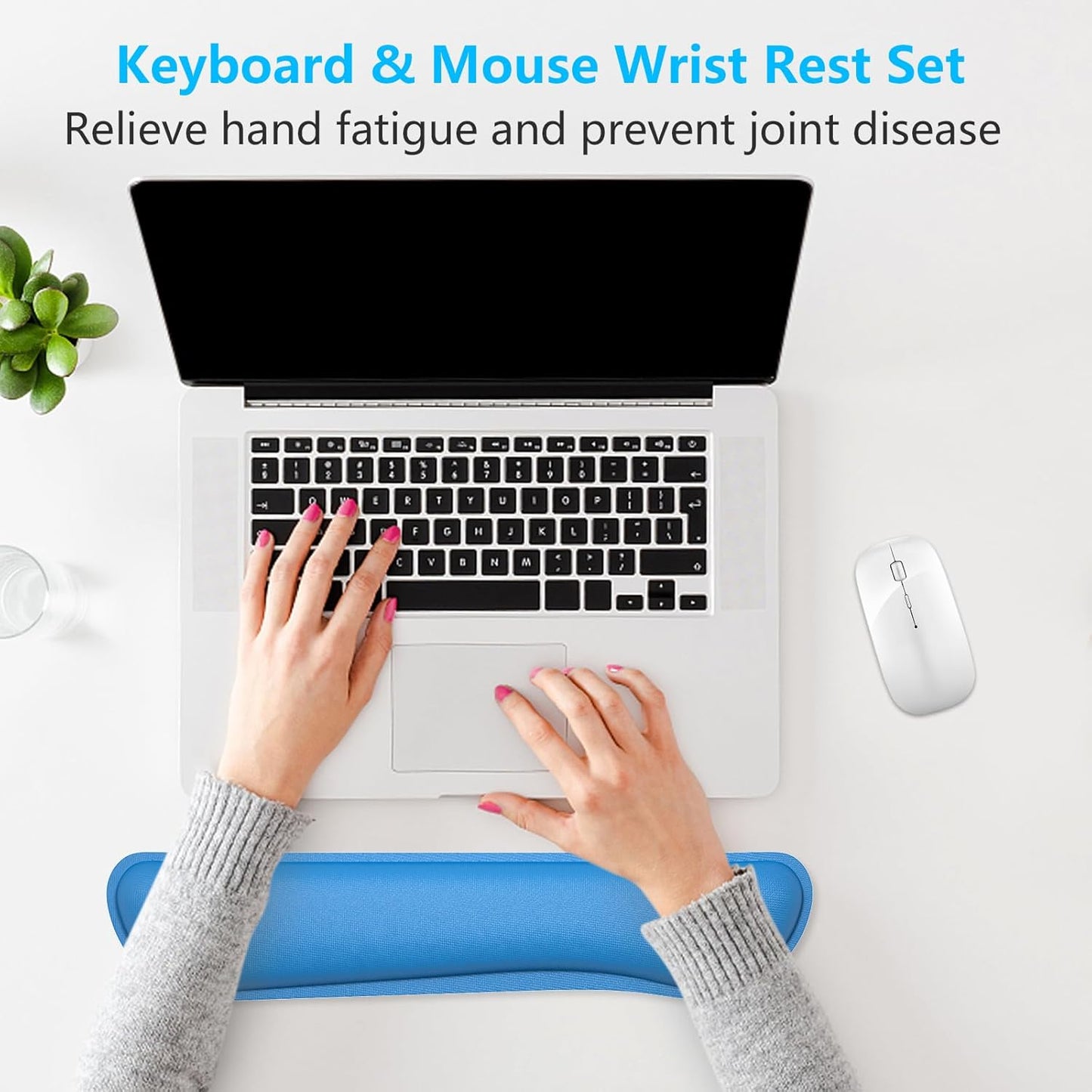 Dapesuom Enlarge Keyboard Wrist Rest, Cute Memory Foam Keyboard Wrist Cushion for Computer Desk Mats Support, Typing Pain Relief Ergonomic Mouse Pad Rests with Non-Slip Base for Gaming, Laptop, Purple