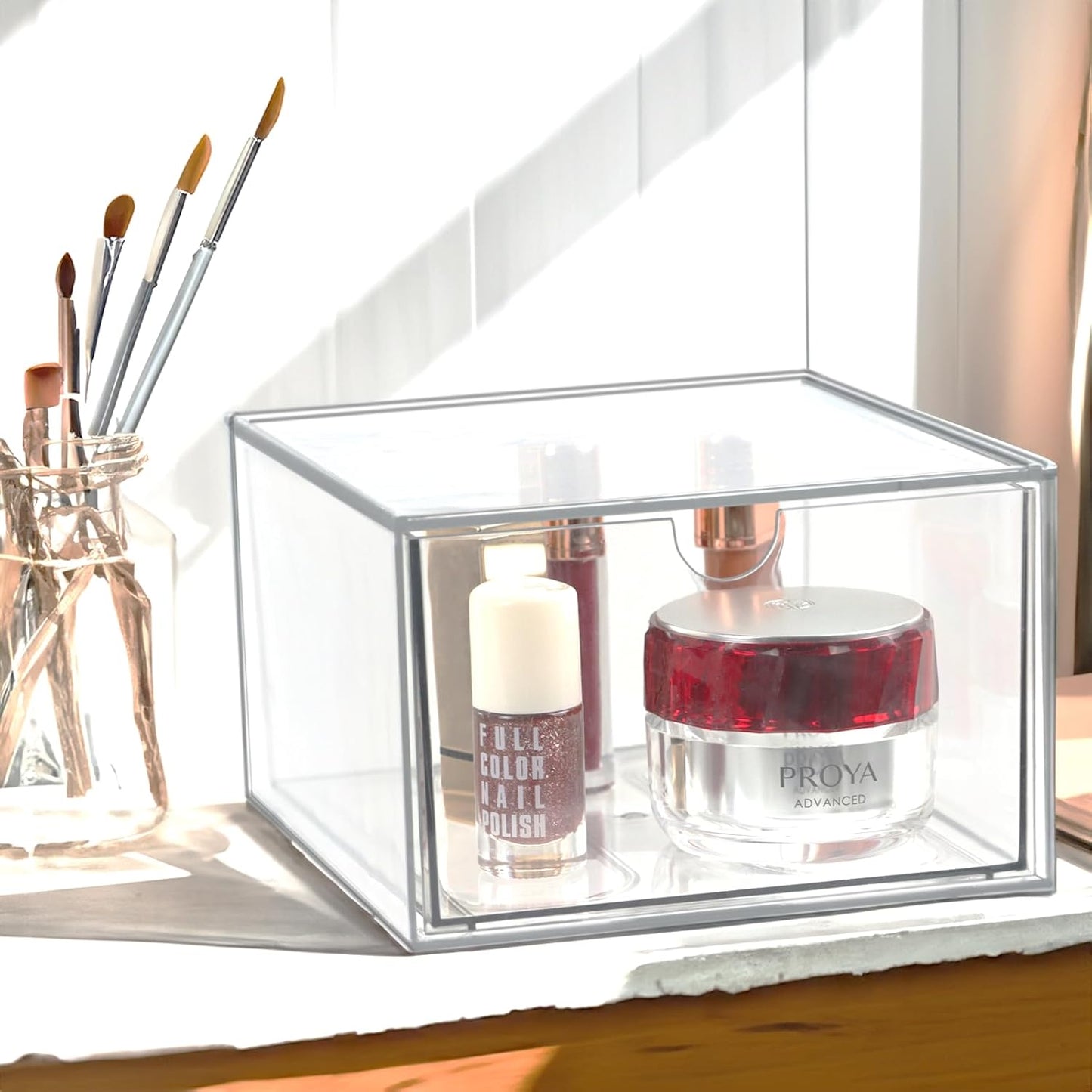 Acrylic Makeup Organizer, 10 Drawers Clear Storage Organizer Desktop Stackable Storage Drawers, Plastic Organizer Bins for Makeup, Stationery, Cosmetics, Vanity, Bathroom,Cabinet,Pantry Office Desk