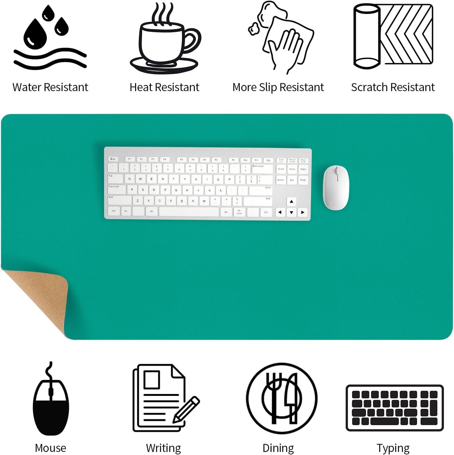 Bloss Leather Desk Pad and Keyboard Wrist Rest, Large Mouse Pad + Keyboard Pad+Mouse Wrist Support, Non-Slip Desk Mat Protector for Office, Home(31.5×15.7 Inches,Beige)