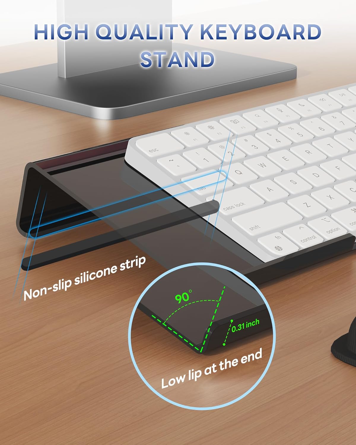 Laborio Computer Keyboard Wrist Rest Stand for Desktop, Keyboard Holder for Easy Typing with Wrist Pad for Office Desk, Home, School (Pink)