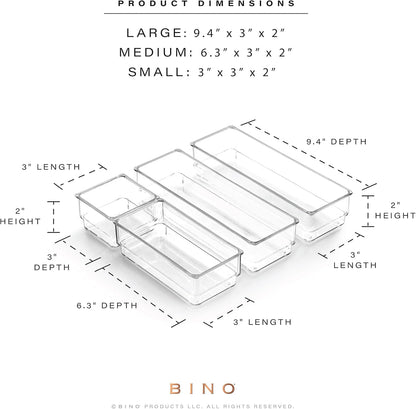 Bino 4-Piece Drawer Bin Set | THE MODULAR | Bathroom & Desk Drawer Organizer Bins - Large