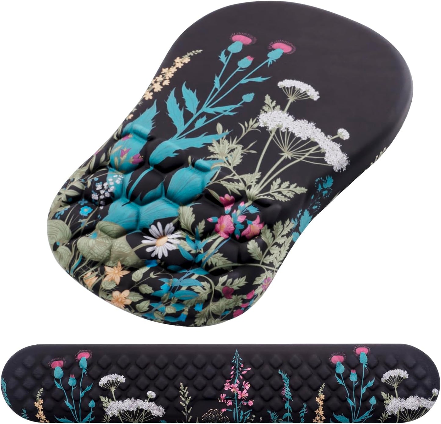 Mouse Pad Wrist Support, Laokiiy 2 in1 Keyboard Wrist Rest+ Ergonomic Mouse Pad, Non-Slip Wrist Rest for Computer Keyboard, Made Easy Typing & Relieve Wrist Pain（Banana Leaf Green）