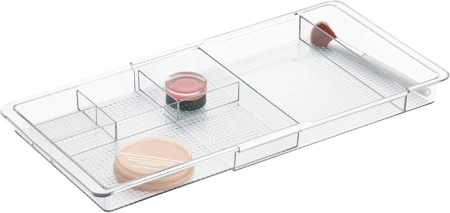 iDesign Expandable Makeup Drawer Organizer, Shallow Tray for Bathroom or Vanity Storage - Clear