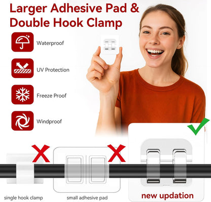 Latoxcaa 120PCS Heavy-Duty Adhesive Cable Clips, Clear Traceless Cord Organizer & Wire Holders for Wall, Desk, Car, LED Strips and Outdoor Lights (Small)